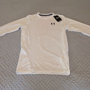 NWT Under Armour HeatGear Compression Long Sleeve White Shirt Size L (0261)